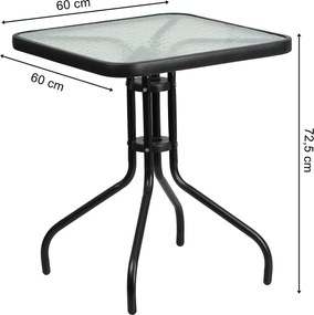 Mały stół balkonowy Glaster 60 cm szklany, kwadratowy