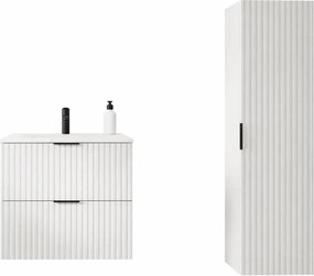 Biały komplet 2 łazienkowych szafek z blatem S9-Z56