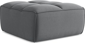 Pufa - z tkaniny welwetowej - stalowy - KALAI