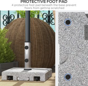 Outsunny Podstawa pod Parasol z Granitu, 28 kg, Koła, dla Masztów 32/38/48mm, Szary