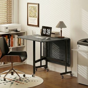 HOMCOM Składany Stół Jadalniany dla 4-6 Osób z 6 Kółkami Mobilny Stół do Małych Przestrzeni 120x80x73 cm Czarny | Aosom PL