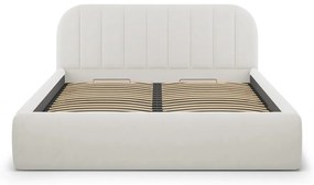Beżowe tapicerowane łóżko dwuosobowe ze schowkiem ze stelażem 160x200 cm Juno – Windsor &amp; Co Sofas