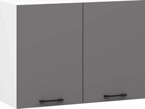 Szafka kuchenna AKORD W80 system OLIWIA Biała 80 cm 2 drzwi kolor Grafit Szary mat 2 półki 80x30x58 cm