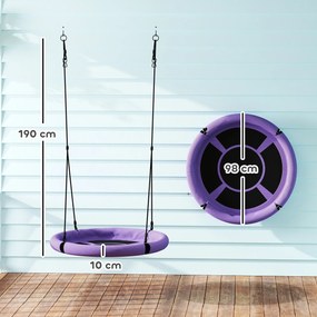 AIYAPLAY Huśtawka Gniazdowa, Okrągła Huśtawka Ogrodowa, 150 kg Obciążenie, Regulowana, Fioletowa