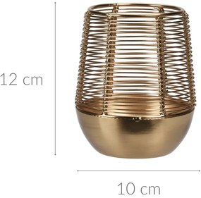 Złoty lampion na świeczkę, metalowy