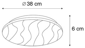 Lampa sufitowa biała 38 cm z wbudowanym LED z pilotem - Damla Nowoczesny Oswietlenie wewnetrzne