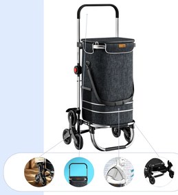 Jurhan Torba na zakupy na kółkach do schodów COMFORT, 50l, czarna