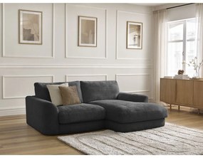 Czarny narożnik z tkaniny szenilowej (prawostronny/z szezlongiem) Leonore – Bobochic Paris