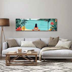 Obraz - Joginka na plaży (170x50 cm)