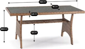 Zestaw mebli ogrodowych Natina narożnik + stolik brązowo-szary modułowy technorattan