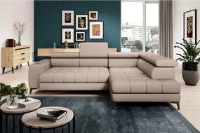 Narożnik BAGGIO Prawostronny z funkcją spania, wolnostojący tkanina LETTO 11 Beżowy WERSAL