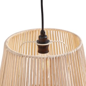 Zewnetrzna Zewnętrzna lampa wisząca czarna z beżowymi kloszami z liny 3-punktowa IP44 - Cava JaylaJapandi Oswietlenie zewnetrzne