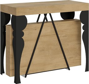 Konsola rozkładana 90x40/300 cm Riza dąb naturalny rama w kolorze antracytu