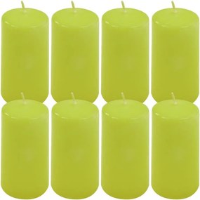 Zestaw świec filarowych, 10 cm, Ø 5 cm, jasnozielone, 8 szt.