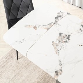 Stół Rozkładany Prostokątny VERONA 160-240 cm Ceramiczny Biały Marmur/Czarny Nowoczesny