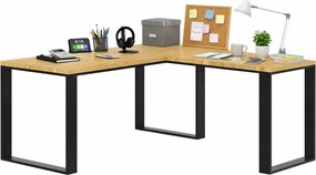 Dębowe loftowe biurko z dostawką 170 x 80 + 70 x 90 W8-F51