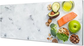 Szkło do Kuchni na Ścianę Zdrowy Posiłek z Łososiem i Orzechami