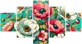 Obraz - Kwiaty na niebieskim tle (125x70 cm)