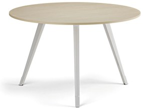 Stolik kawowy PRIMO ZEN, średnica 120 cm, biała podstawa, brzoza