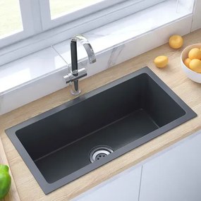 Prostokątny zlewozmywak w czarnym kolorze - Tapis 6X