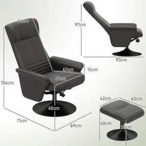 HOMCOM Fotel obrotowy ergonomiczny z podnóżkiem czarny wygodny fotel relaksacyjny do salonu do 150 kg | Aosom PL