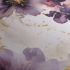 Obraz - Kwiaty akwarelowe (z zegarem) (90x30 cm)
