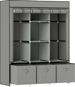 HOMCOM Składana Szafa Z Tkaniny, Szafka, Wkładane Szubladki, 125 cm x 43 cm x 162,5 cm, Jasnoszary