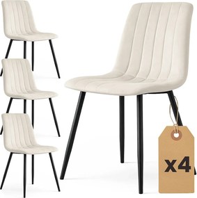Zestaw 4 kremowych krzeseł pikowanych Z3-N08