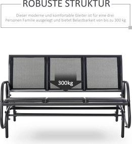 Outsunny Ławka bujana ogrodowa 3 osobowa metalowa czarna solidna konstrukcja 151x75x85 cm | Aosom PL