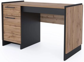 Biurko z szufladą i szafką dąb wotan + czarny T3-A61
