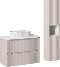Zestaw mebli łazienkowych Nova 37 - szafka 80 cm z umywalką i słupek, kaszmir/biały mat
