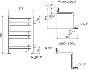 Mexen Loop grzejnik łazienkowy narożny 500 x 375 mm, 253 W, biały - W129-0500-350-00-20