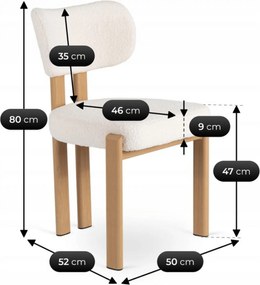 Krzesło Tapicerowane GRENADA Dąb/Kremowe Boucle Nowoczesne