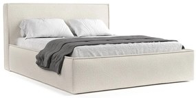 Kremowe tapicerowane łóżko dwuosobowe ze schowkiem i stelażem 160x200 cm Lounge L – Maison de Rêve