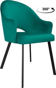 Krzesło Velvet tkanina Welur noga metalowa : Kolor nogi - Czarna profil, Kolor tkaniny - VELVET - MG20, Typ siedziska - Siedzisko obrotowe 360°