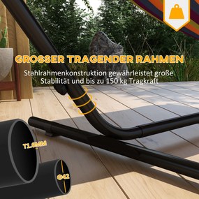 Outsunny Stojak na hamak, dla hamaków do 280 cm, Stal, 285D x 125S x 110W cm, Czarny