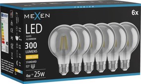 Mexen Vintis 6x żarówka filament LED E27, G80, 4W, Ciepła - 2700K, 300 lm, smoke - L155-E27-0427-70x06