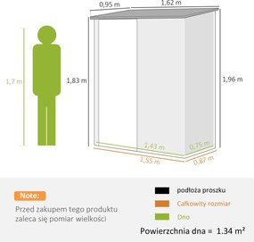 Outsunny Metalowa szopa ogrodowa na narzędzia z dachem jednospadowym 134 m² stalowa konstrukcja | Aosom PL