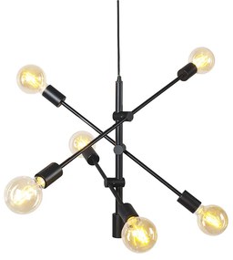 Industrialna lampa wisząca czarna 6-świateł - SydneyPrzemysłowy Oswietlenie wewnetrzne
