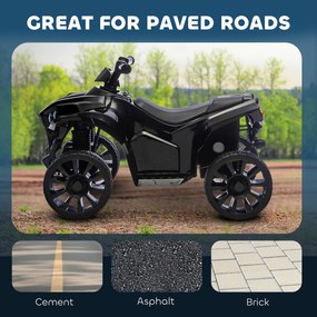 AIYAPLAY Quad dziecięcy elektryczny 6 V quad dla dzieci z funkcją przód/tył, muzyką, reflektorami LED Czarny