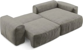 Szary rozkładany narożnik z tkaniny szenilowej (prawostronny/z szezlongiem) Kuki – Makamii