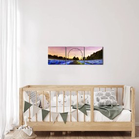 Obraz kolorowego pola (z zegarem) (90x30 cm)