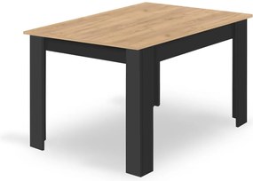 Stół do jadalni MADO czarny z blatem w dekorze dębowym rzemieślniczym 120x80cm