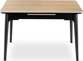 Zestaw Stół Rozkładany SAMER 120-160 cm Dąb/Czarny i 4 Krzesła Tapicerowane PERU Czarne Welurowe