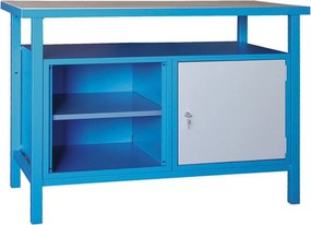 Stół warsztatowy GD, 1 szafka, 1 półka, 1190 x 600 x 850 mm, szary