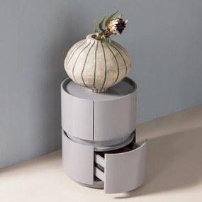 Jasnoszara szafka nocna z połyskiem Lunex – WOOOD