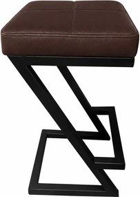 Hoker ZETA krzesło barowe Loft podstawa metalowa : Kolor Stelaża - Czarny , Kolor tkaniny - EKO-SKÓRA - 2D, Typ tkaniny - Eko-skóra