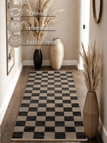 Czarny/kremowy chodnik z mieszanki juty dwustronny/tkany ręcznie 80x200 cm Rex – Hanse Home