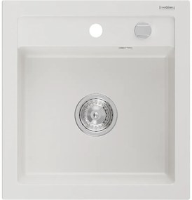 Mexen Vito zlewozmywak granitowy 1-komorowy 520 x 490 mm, biały, syfon chrom - 6503521000-20