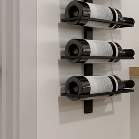 HOMCOM Regał na wino metalowy uchwyt ścienny na 10 butelek do kuchni salonu domowego baru czarny | Aosom PL